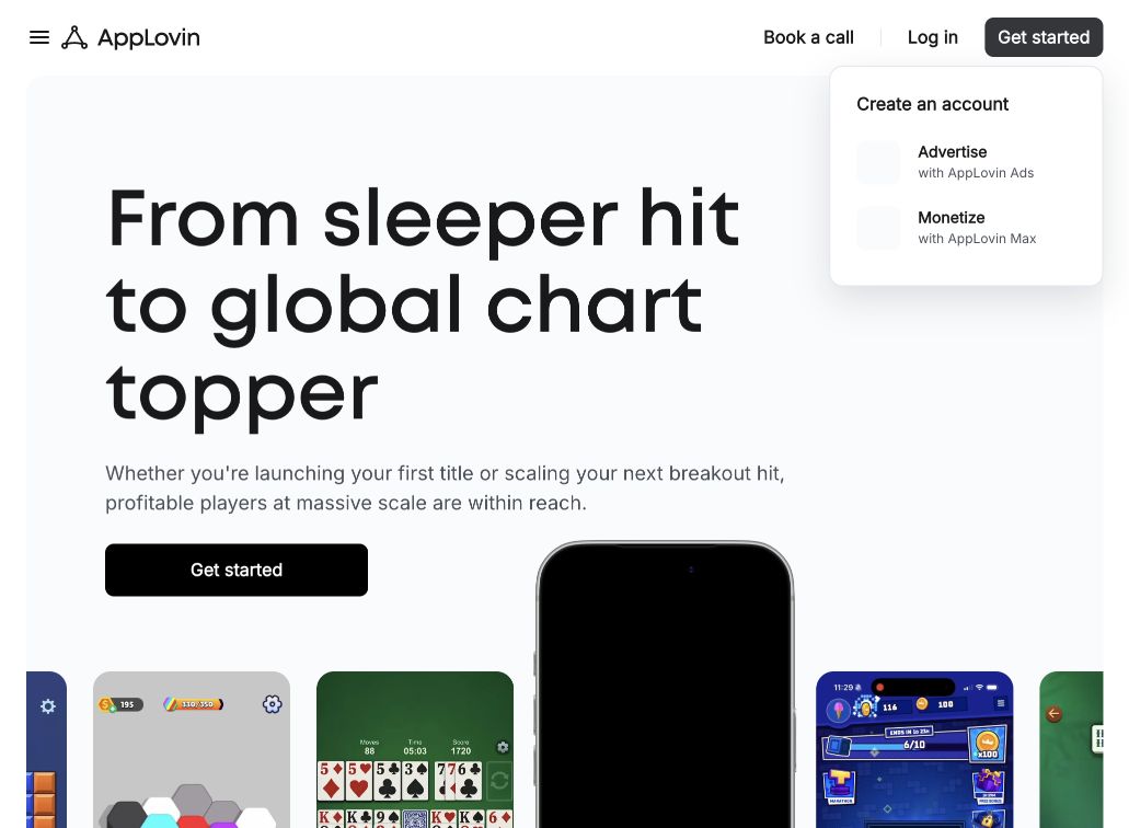 Screenshot of the official AppLovin website, captured 22 October 2026